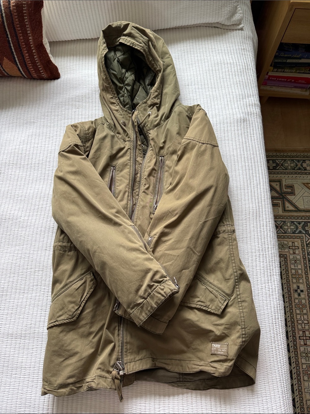 Men's Hooded Parka Jacket in Olive Green